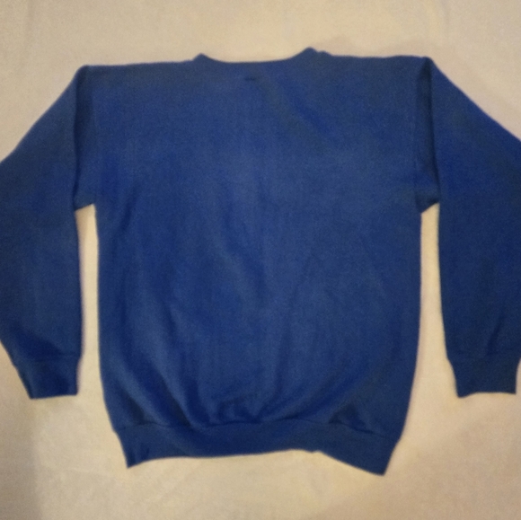 Vintage Blue Christmas Tree Cat Bear Sweatshirt Size Large Festive USA Kitsch - Picture 2 of 9